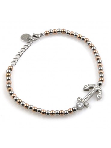 bracciale donna con ancora in acciaio e strass