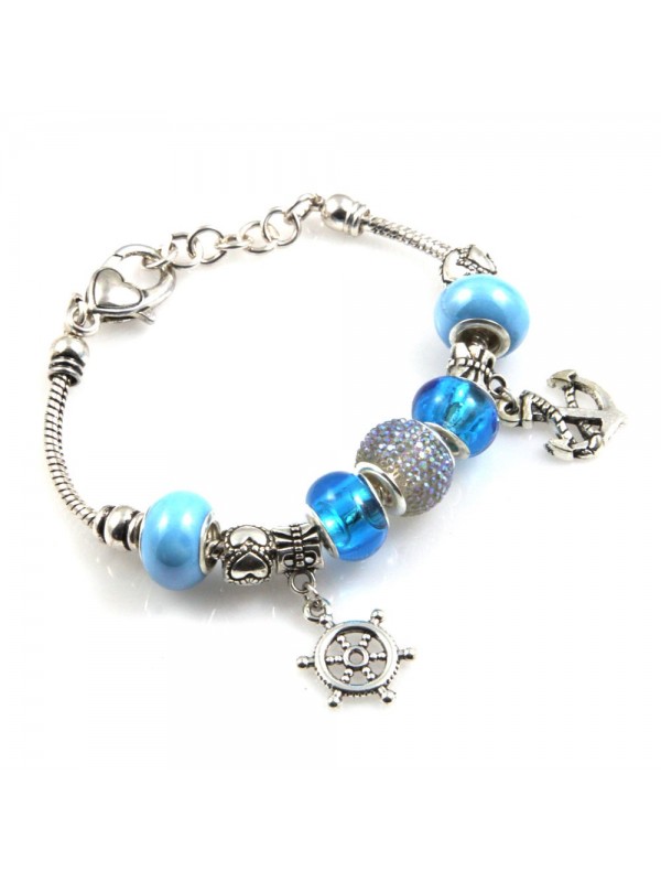 bracciale donna con beads colorati e charms in accaio