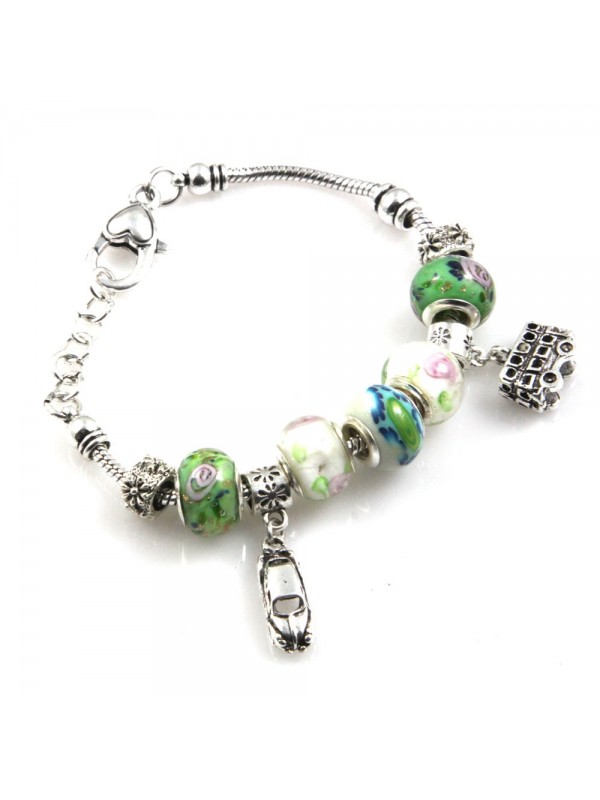 bracciale donna con beads colorati e charms in accaio