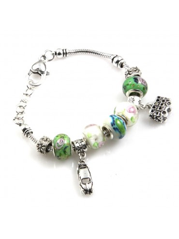 bracciale donna con beads colorati e charms in accaio