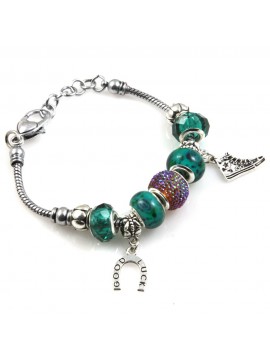 bracciale donna con beads colorati e charms in accaio