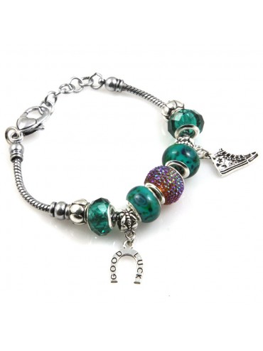 bracciale donna con beads colorati e charms in accaio