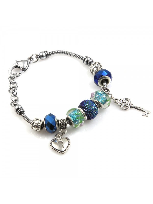 bracciale donna con beads colorati e charms in accaio