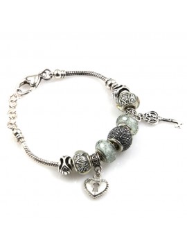 bracciale donna con beads colorati e charms in accaio