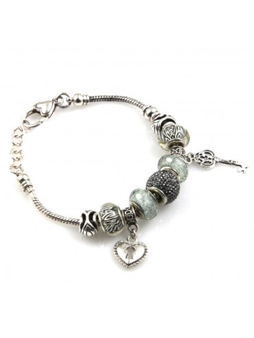 bracciale donna con beads colorati e charms in accaio