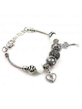 bracciale donna con beads colorati e charms in accaio