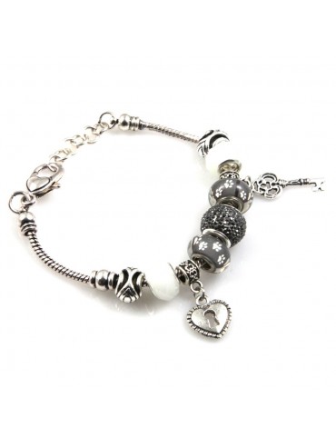 bracciale donna con beads colorati e charms in accaio