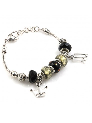 bracciale donna con beads colorati e charms in accaio