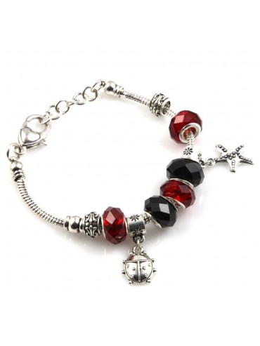 bracciale donna con beads colorati e charms in accaio