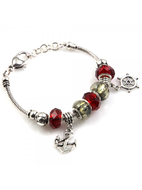 bracciale donna con beads colorati e charms in accaio