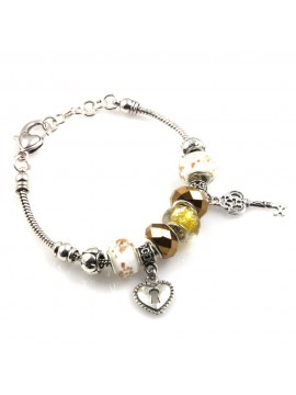bracciale donna con beads colorati e charms in accaio