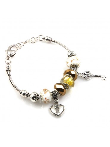 bracciale donna con beads colorati e charms in accaio