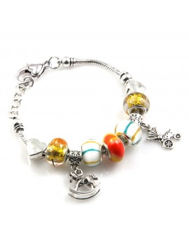 bracciale donna con beads colorati e charms in accaio