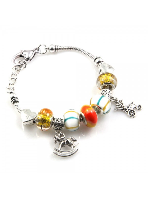 bracciale donna con beads colorati e charms in accaio