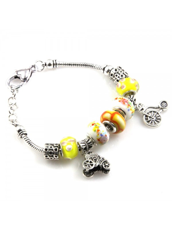 bracciale donna con beads colorati e charms in accaio