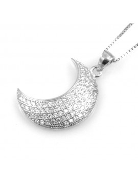 collana donna luna ciondolo in argento 925 e strass
