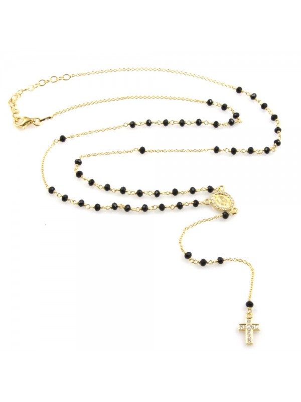 collana rosario uomo donna in argento 925 dorato - cll1745