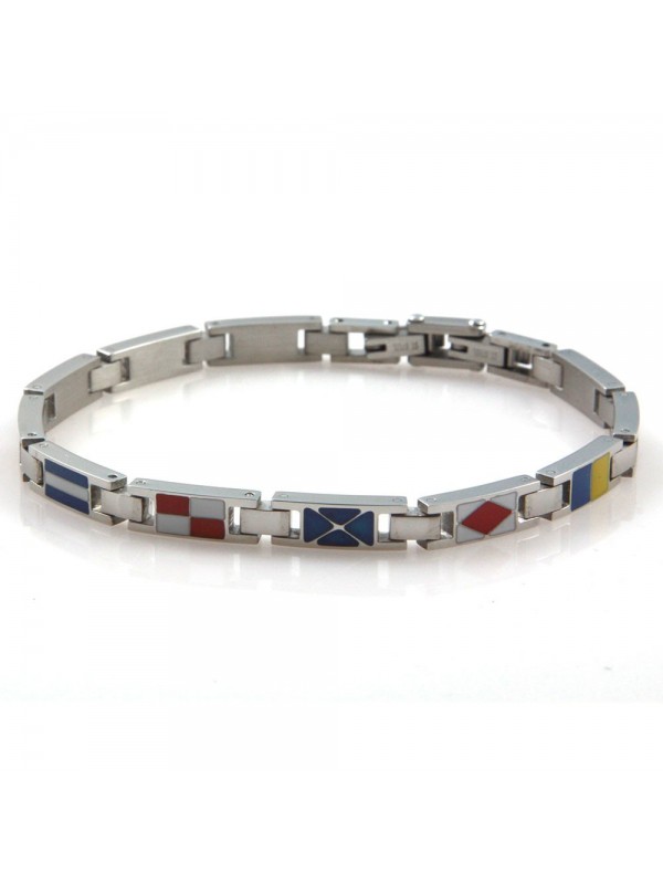 bracciale uomo con bandiere marinare in acciaio inossidabile