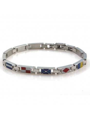 bracciale uomo con bandiere marinare in acciaio inossidabile