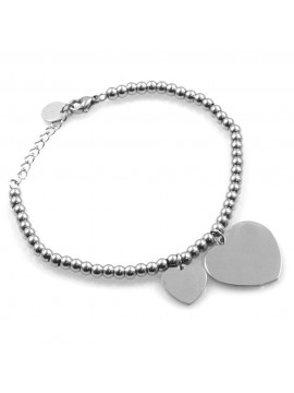 bracciale donna con cuori in acciaio ottimo da personalizzare con incisione