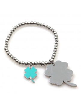bracciale donna con quadrifoglio in acciaio ottimo da personalizzare con incisione