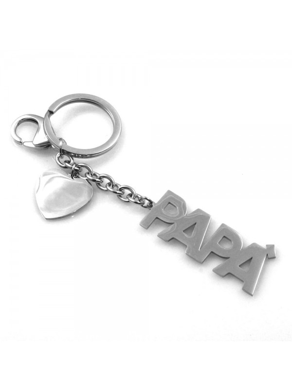 portachiavi uomo scritta papà in acciaio personalizzabile con incisione
