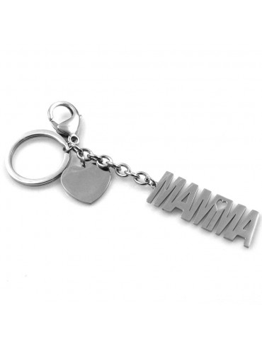 portachiavi donna scritta mamma in acciaio personalizzabile con incisione