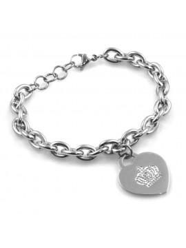 bracciale donna con cuore e corona in acciaio e strass bcc2520