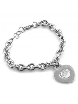 bracciale donna con cuore e cuoricino in acciaio e strass bcc2522