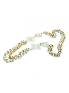 Collana donna in alluminio bicolore lunga