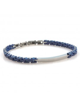 bracciale uomo piastra per incisione in acciaio e ceramica blu bcc2602