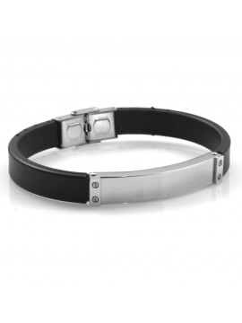 bracciale uomo piastra per incisione in acciaio e caucciu bcc2615
