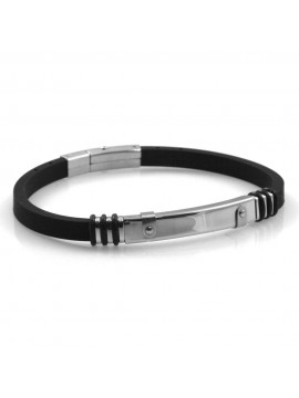 bracciale uomo piastra per incisione in acciaio e caucciu bcc2616