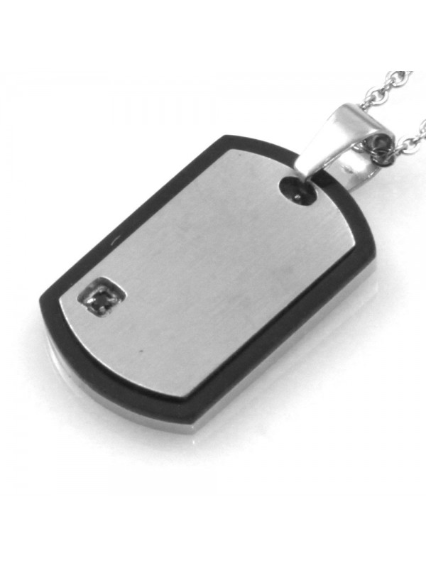 collana uomo ciondolo piastra per incisioni in acciaio bicolore nero cll1834 collana uomo ciondolo piastra per incisioni in acciaio bicolore nero cll1834