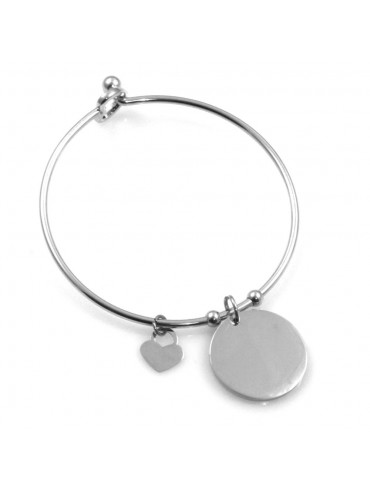Bracciale con Ciondolo Tondo e Cuore Donna Rigido in Acciaio bcc2661