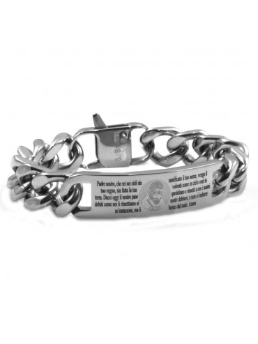 bracciale padre pio uomo in acciaio con padre nostro bcc2665