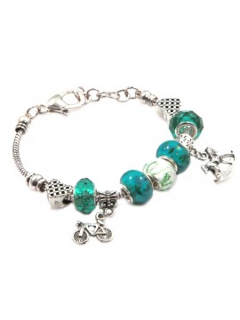 bracciale donna con beads colorati e charms in accaio - bcc2449