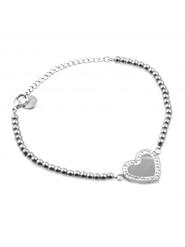 Bracciale donna cuore in acciaio e strass bcc0065