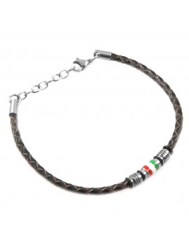 bracciale uomo con bandiere smaltate gioiello in acciaio cordoncino cm 21 mm 5 - bcc1998