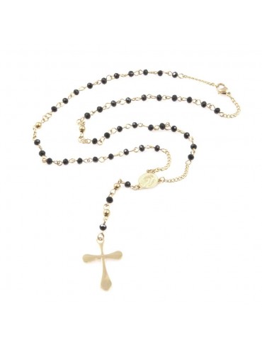 Collana rosario in acciaio dorato uomo donna cll0575
