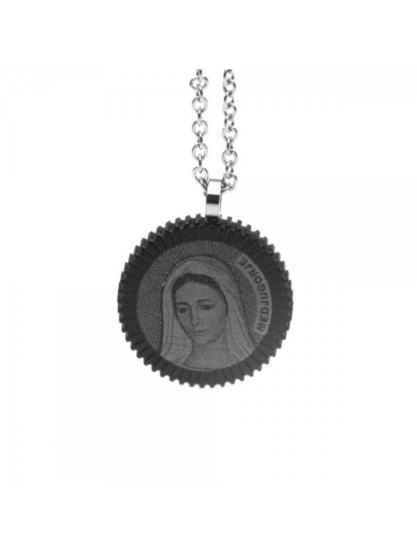 collana con madonna di mejugorie in acciaio - cll1221