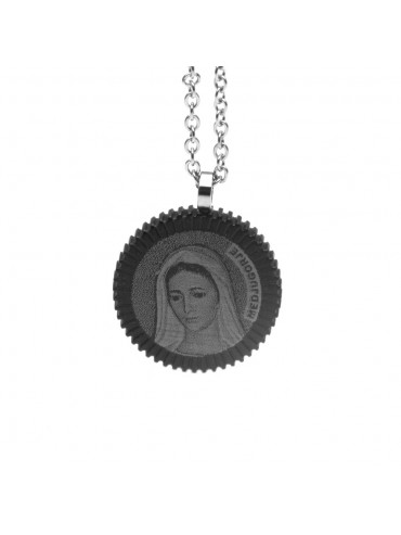 collana con madonna di mejugorie in acciaio - cll1221