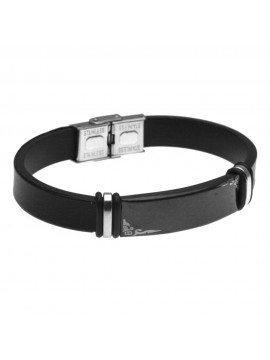 Bracciale uomo con piastra per incisioni acciaio e caucciu - bcc2302