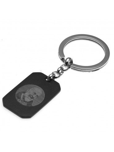 Portachiavi padre pio con padre nostro in acciaio prt0010