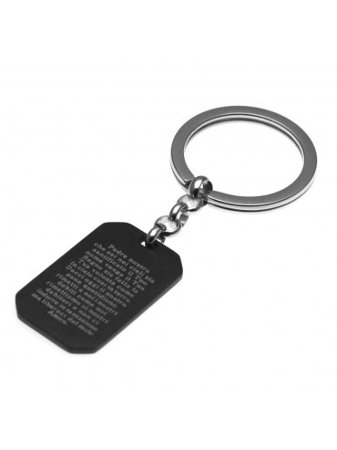 Portachiavi padre pio con padre nostro in acciaio prt0010b