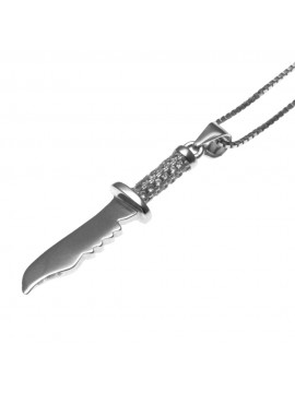 Collana con pugnale coltello ciondolo in argento e zirconi cll0621
