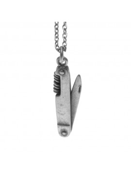 Collana con coltellino svizzero ciondolo in argento invecchiato cln0153