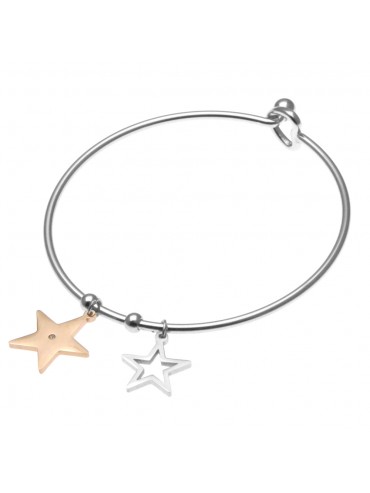 Bracciale donna rigido con stelle o stelline in acciaio - bcc0610