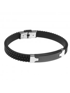 Bracciale uomo con piastra in acciaio per incisioni e caucciù - bcc0002