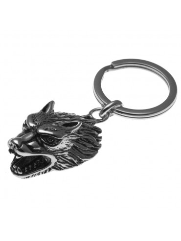 Portachiavi uomo lupo in acciaio particolare -prt0031